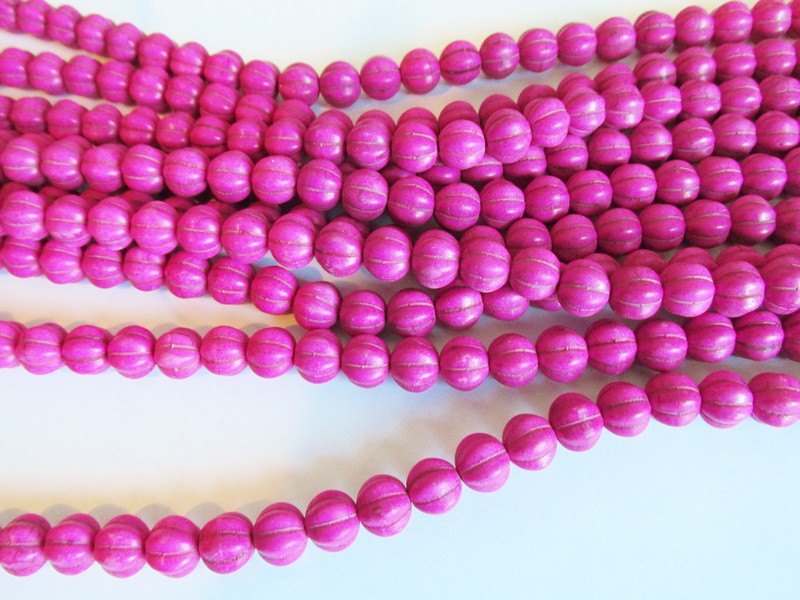 (image for) Fushia ribbed 10mm beads #1601